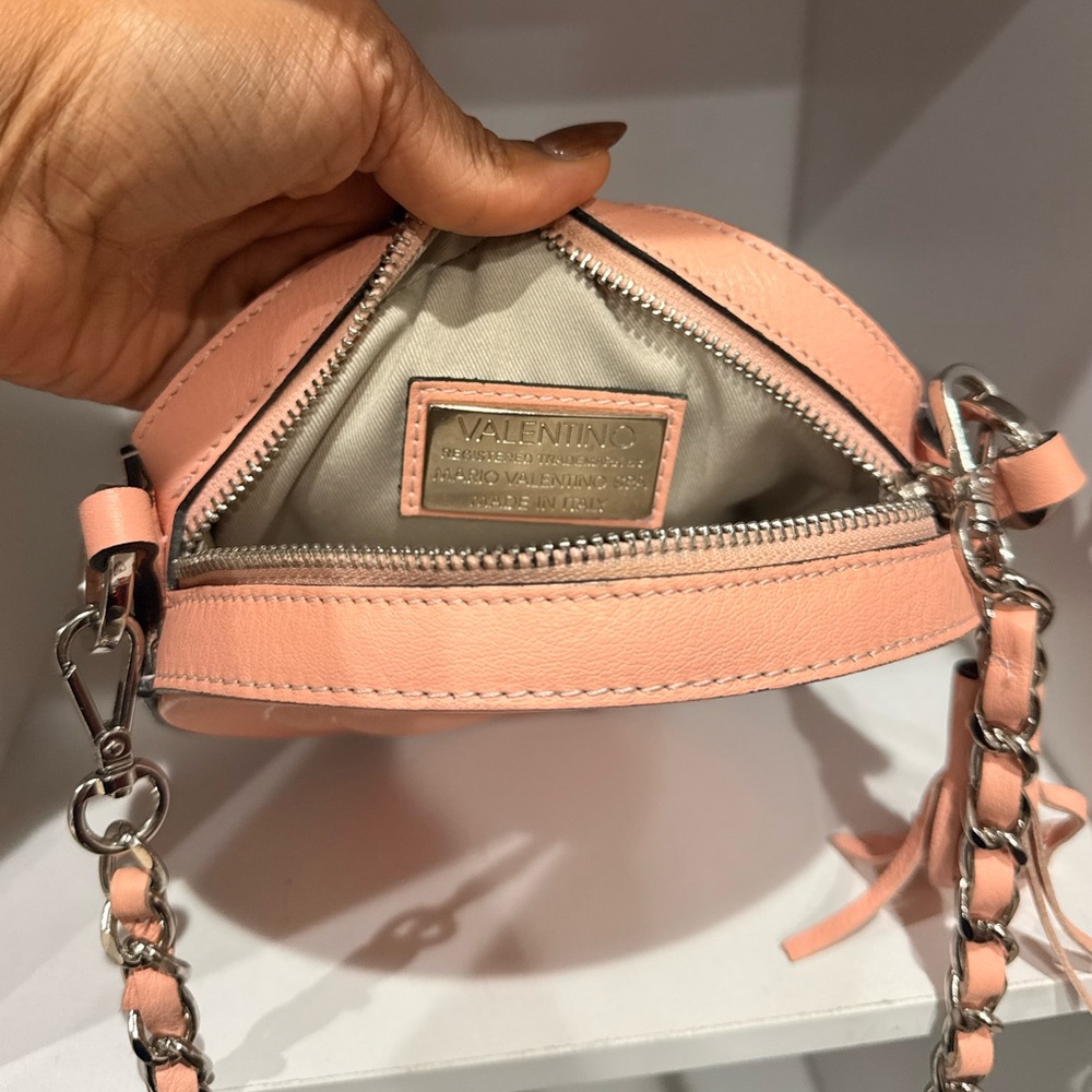 Valentino Blush Pink Round Leather Crossbody with Chain Strap - Picture 4 of 5